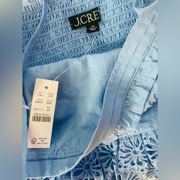 💙NWT! J.Crew Cross-back Smocked-Waist Eyelet Top, Size XS💙 - Picture 11 of 14